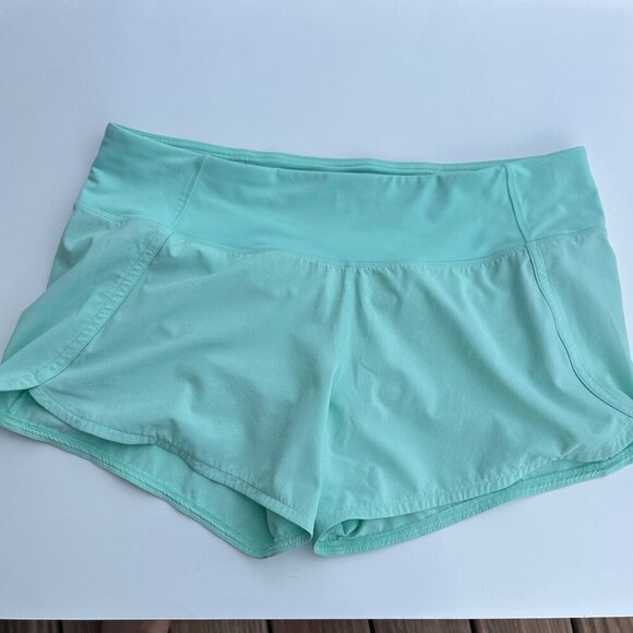 Lululemon Womens Sea Mist Speed Up Shorts Size 10 Athleisure Workout Mid Rise - Picture 2 of 8